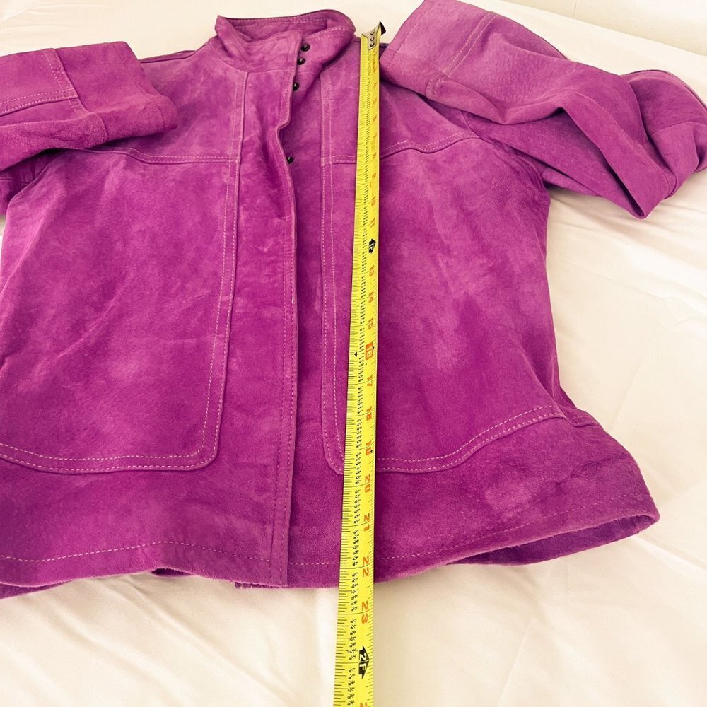 VTG Marshall Fields Women's Suede Moto Jacket Magenta Extra Small - Picture 9 of 12